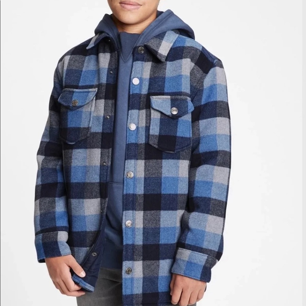 GAP plaid soft jacket sz 8 boys wool blend